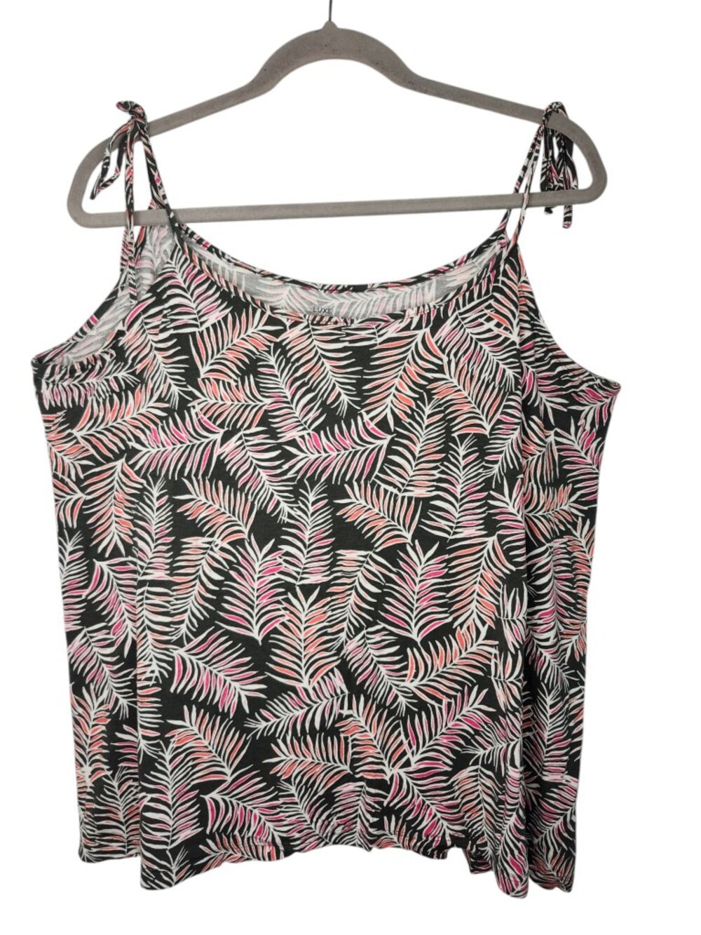 GAP Luxe Black Pink White Botanical Print Tie Strap Tank Top Plus Size XXL - Picture 1 of 5